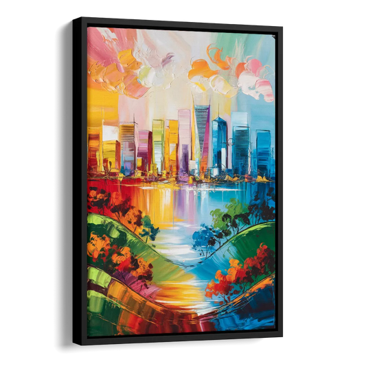 San Jose Nature and Cityscape Side - Black Canvas Wall Art