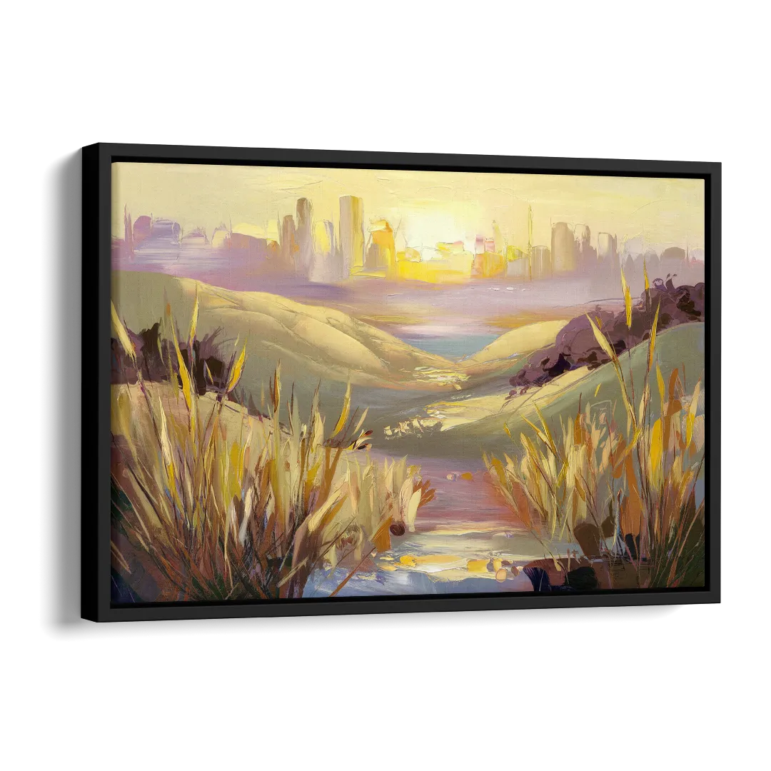 San Jose Scenic Sunset Side - Black Canvas Wall Art