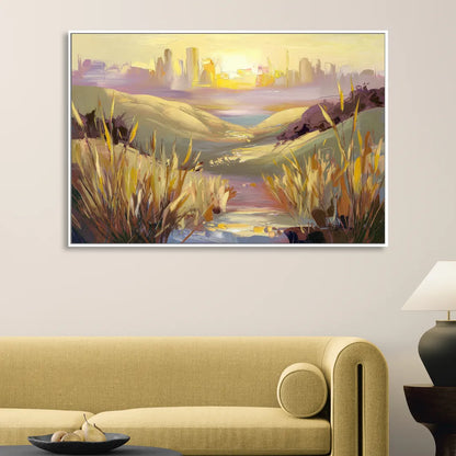 San Jose Scenic Sunset Sitting Room - White Canvas Wall Art
