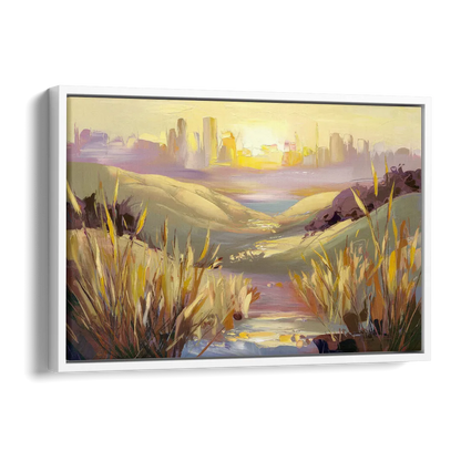 San Jose Scenic Sunset Side - White Canvas Wall Art
