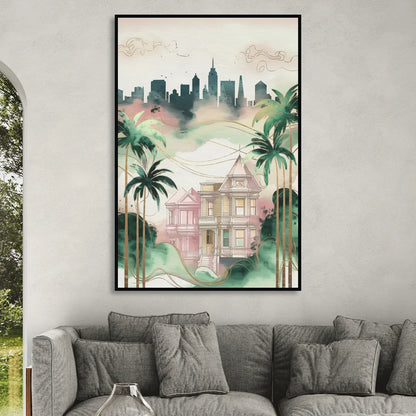 San Jose Urban Charm Sitting Room - Black Canvas Wall Art