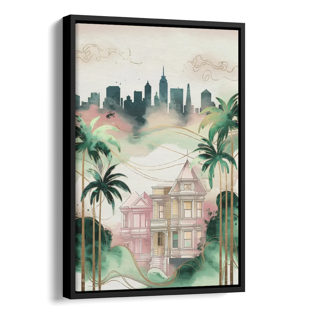 San Jose Urban Charm Side - Black Canvas Wall Art