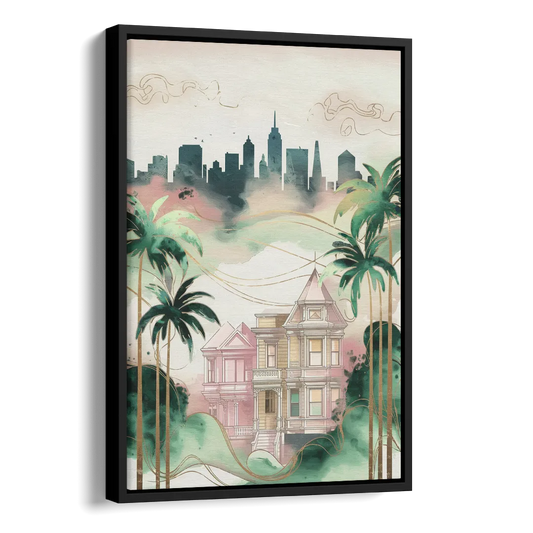 San Jose Urban Charm Side - Black Canvas Wall Art