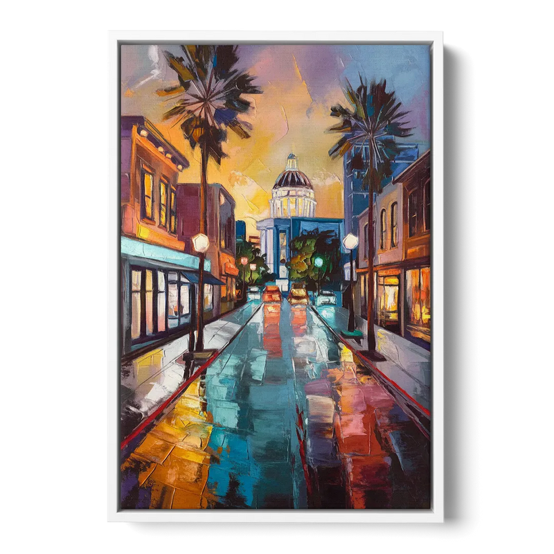 San Jose Vibrant Streets Front - White Canvas Wall Art