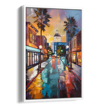 San Jose Vibrant Streets Side - White Canvas Wall Art
