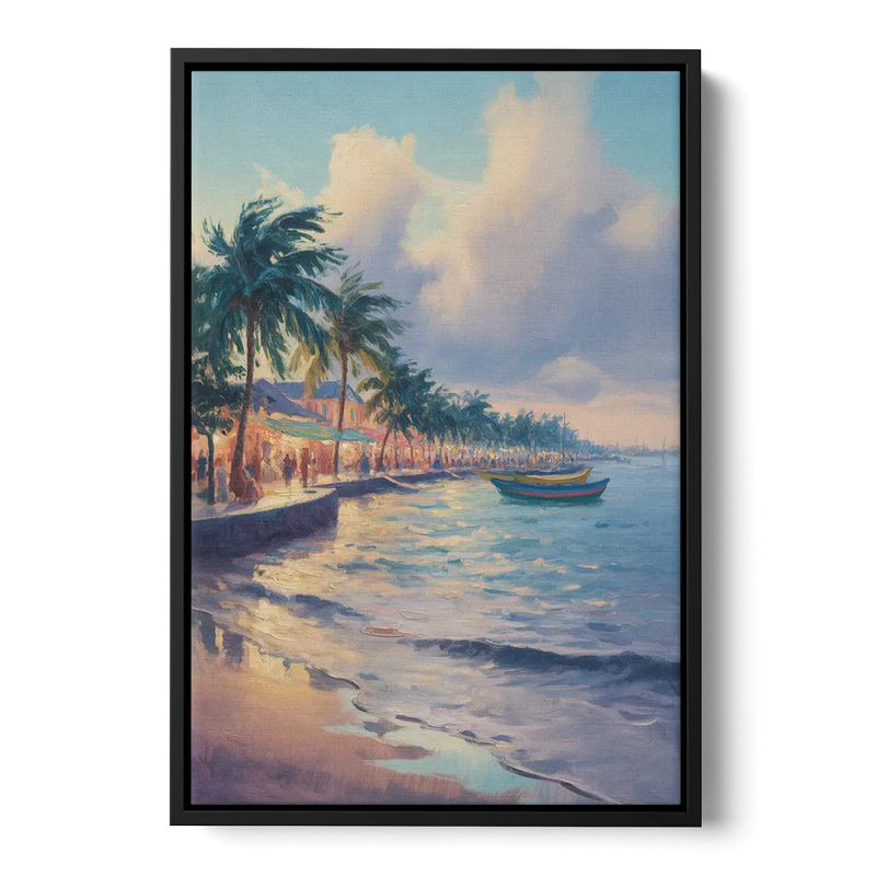 San Miguel Waterfront Front - Black Canvas Wall Art