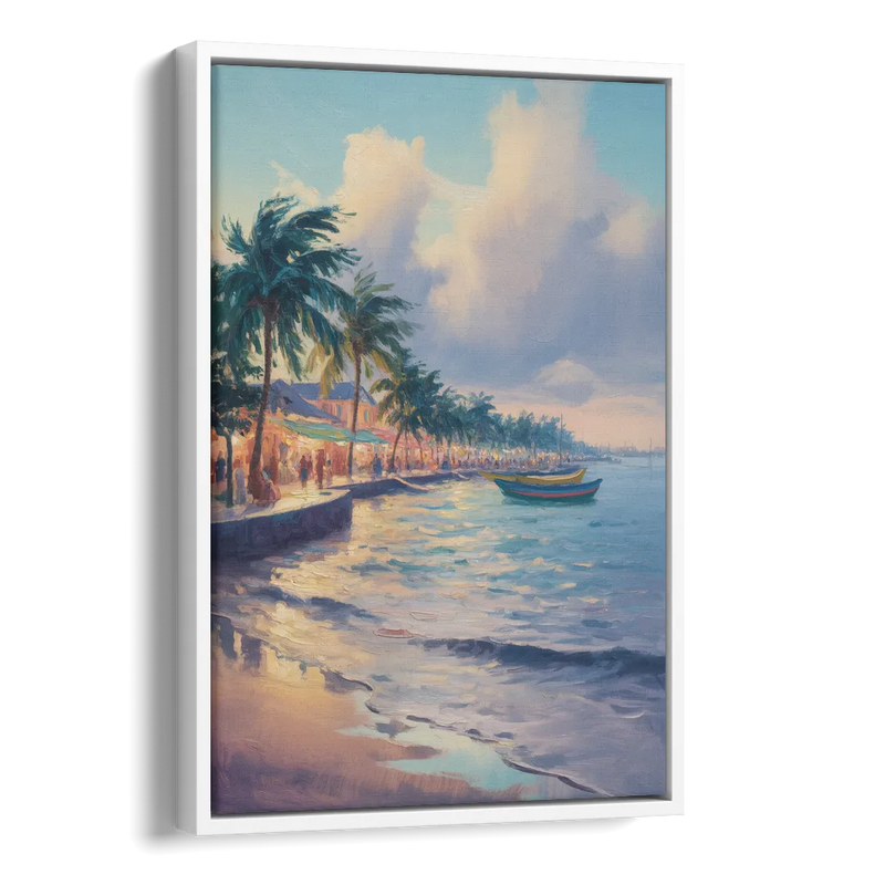 San Miguel Waterfront Side - White Canvas Wall Art