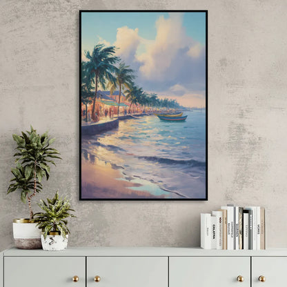 San Miguel Waterfront Living Room - Black Canvas Wall Art