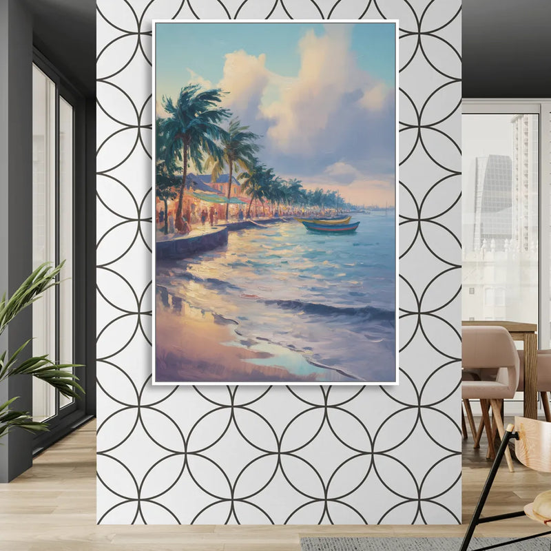 San Miguel Waterfront Sitting Room - White Canvas Wall Art