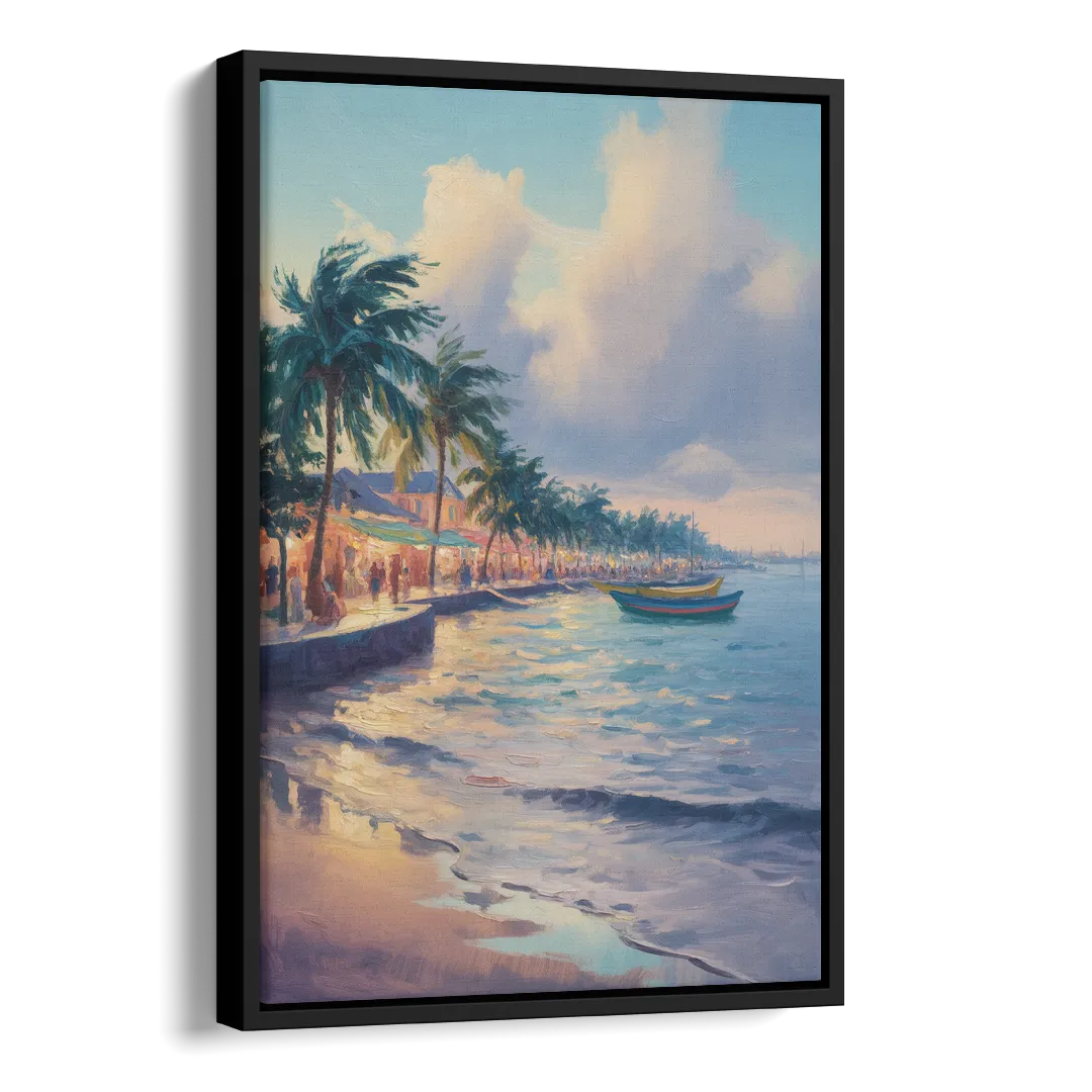San Miguel Waterfront Side - Black Canvas Wall Art