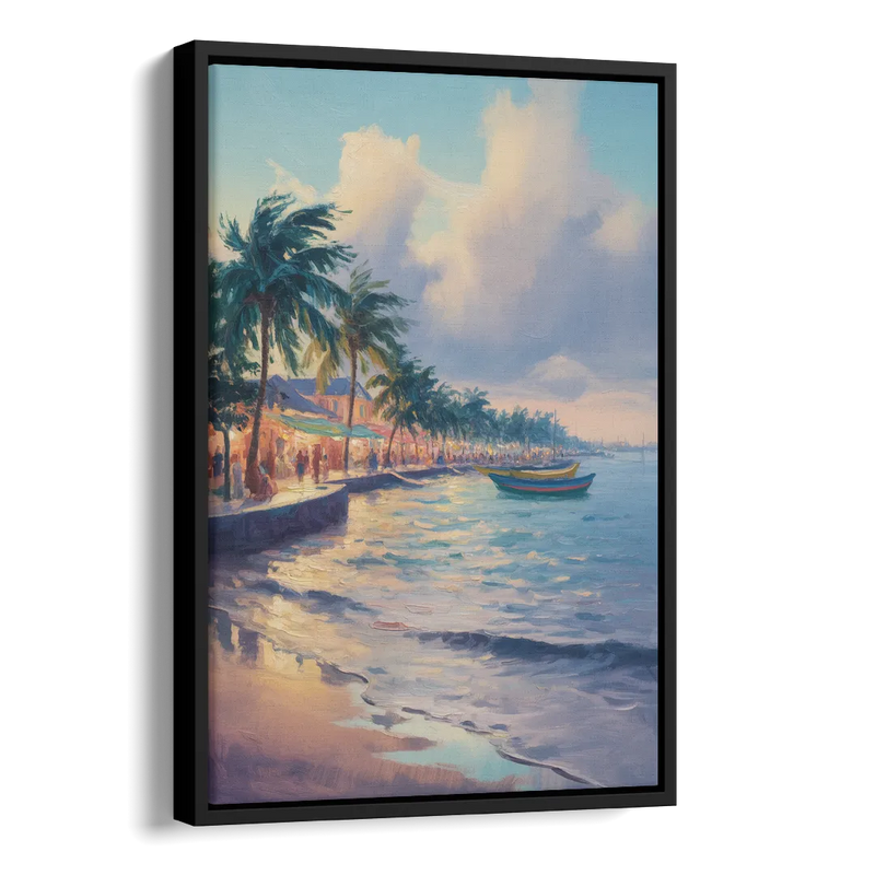 San Miguel Waterfront Side - Black Canvas Wall Art