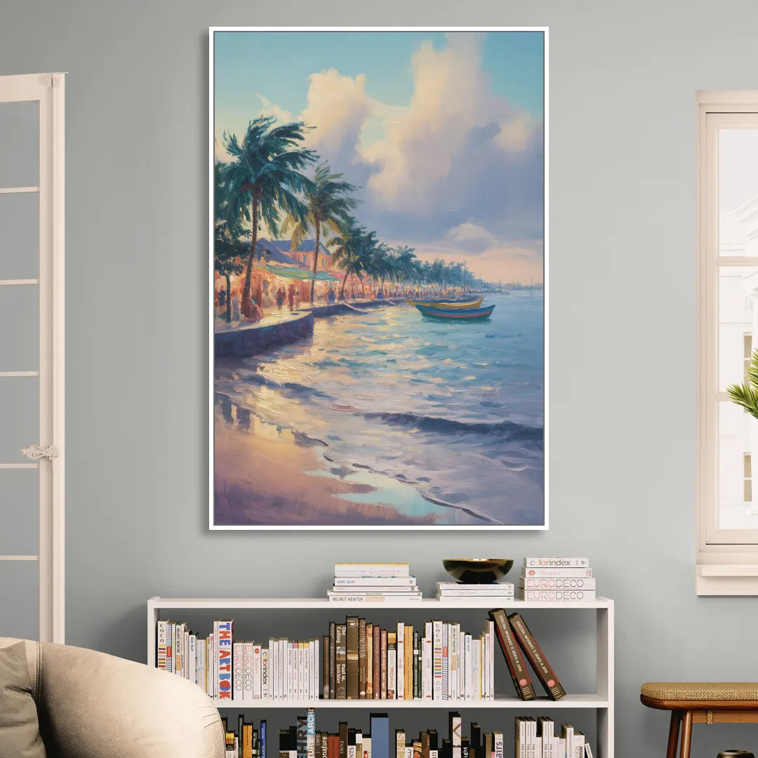 San Miguel Waterfront Living Room - White Canvas Wall Art