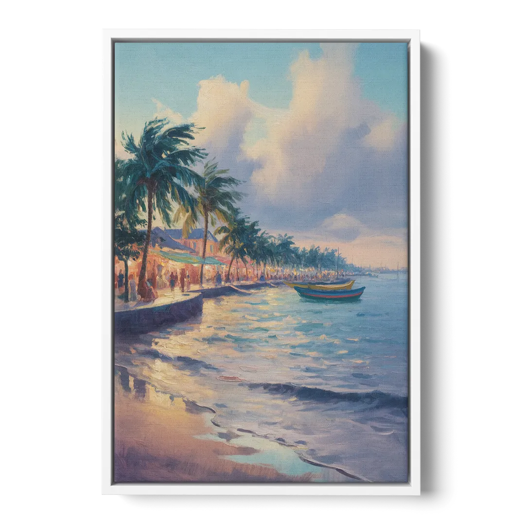 San Miguel Waterfront Front - White Canvas Wall Art