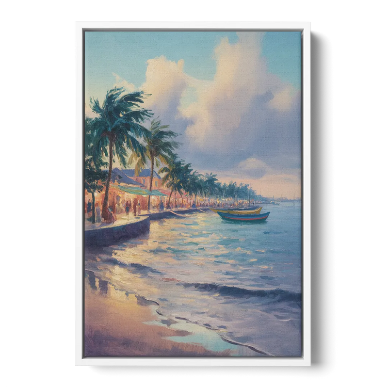San Miguel Waterfront Front - White Canvas Wall Art