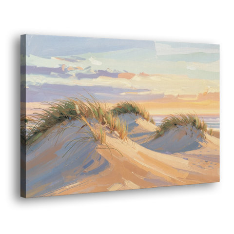 Sand Dunes Painting at Lavender Dusk - Canvas Wall Art - Side