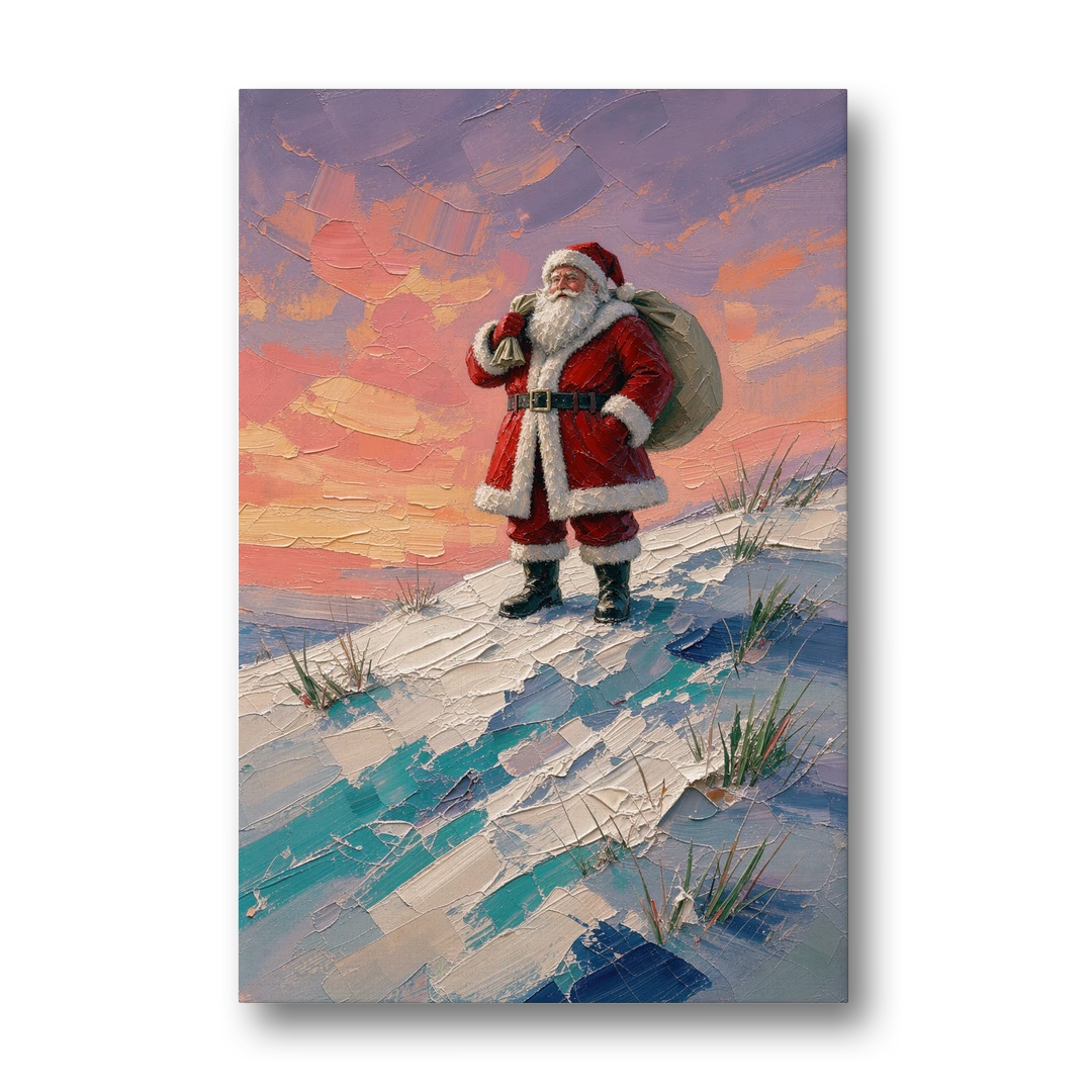 Santa Canvas on the Sunset Hill - Canvas Wall Art - Front