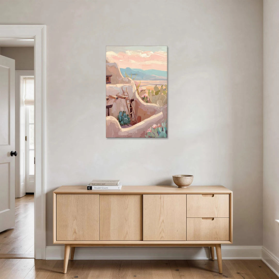 Santa Fe Adobe Architecture - Canvas Wall Art - Coffee Table - 24x36