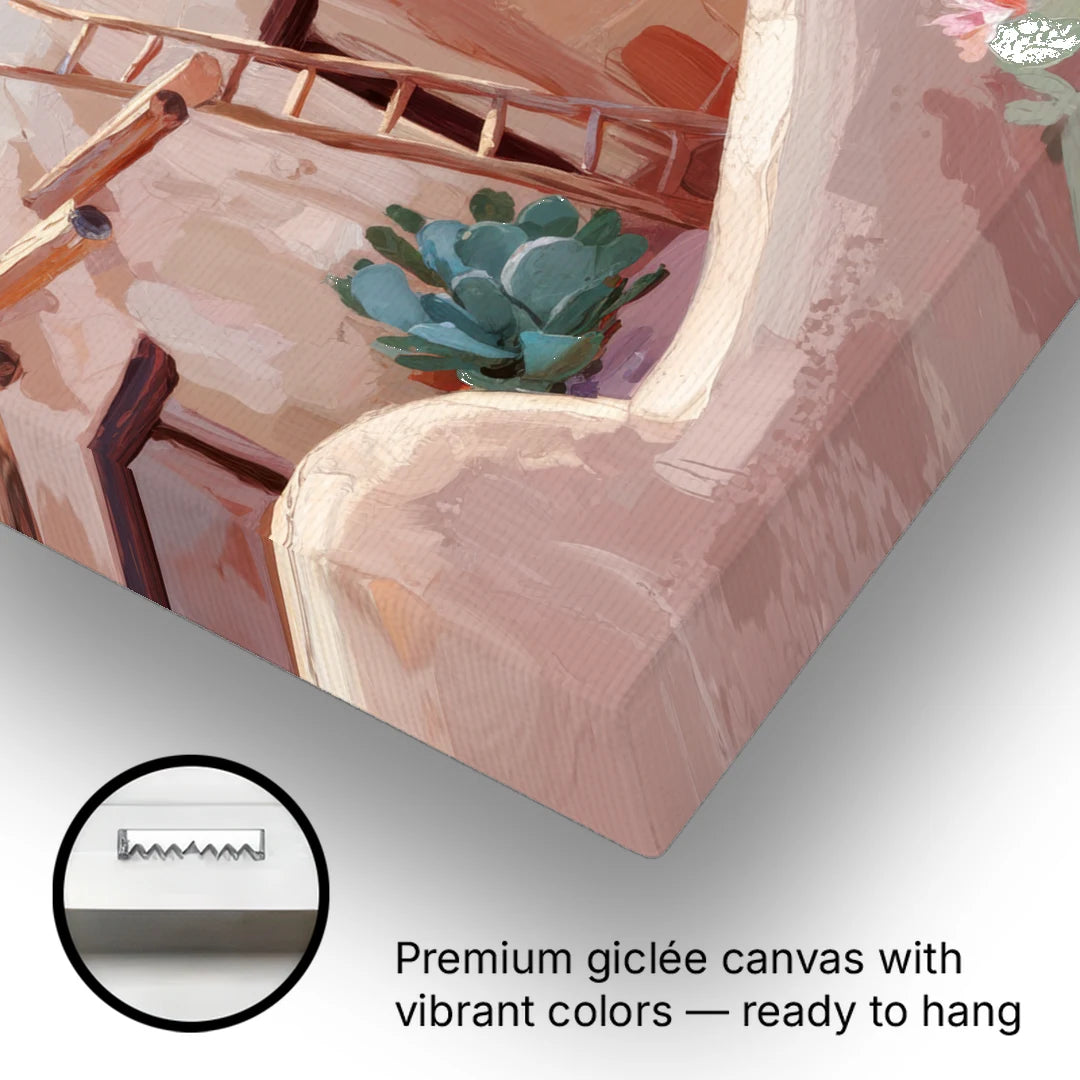 Santa Fe Adobe Architecture - Canvas Wall Art - Gallery Wrap Corner