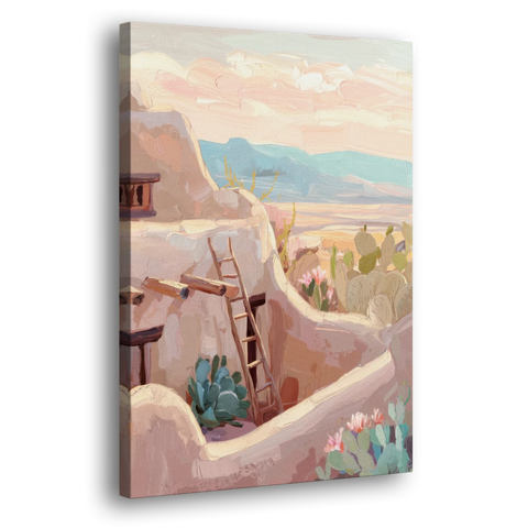 Santa Fe Adobe Architecture - Canvas Wall Art - Side