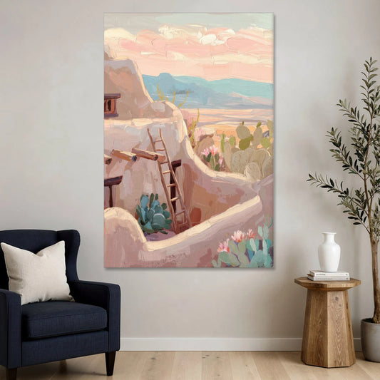 Santa Fe Adobe Architecture - Canvas Wall Art - Sofa - 40x60
