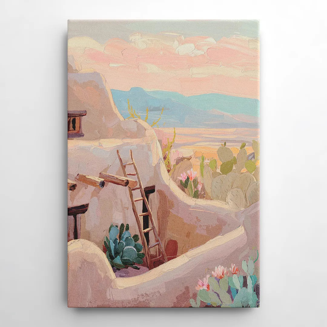 Santa Fe Adobe Architecture - Canvas Wall Art