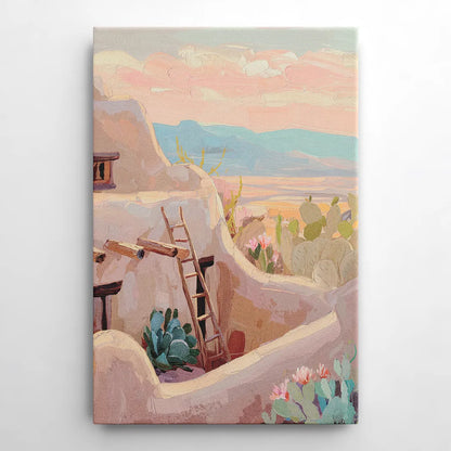 Santa Fe Adobe Architecture - Canvas Wall Art