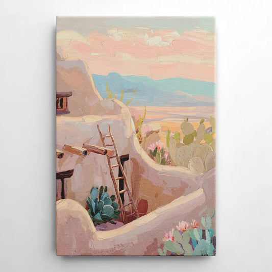 Santa Fe Adobe Architecture - Canvas Wall Art
