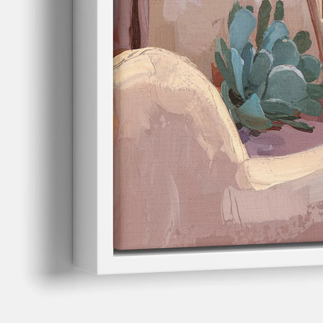 Santa Fe Adobe Architecture - Close-Up White Frame Canvas