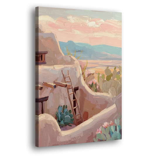 Santa Fe Adobe Architecture Side - Canvas Wall Art