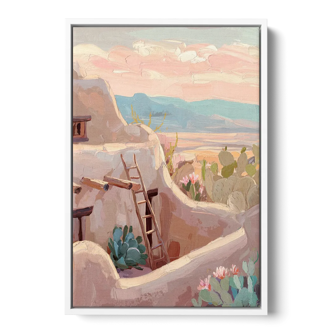 Santa Fe Adobe Architecture Front - White Canvas Wall Art