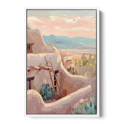 Santa Fe Adobe Architecture Front - White Canvas Wall Art