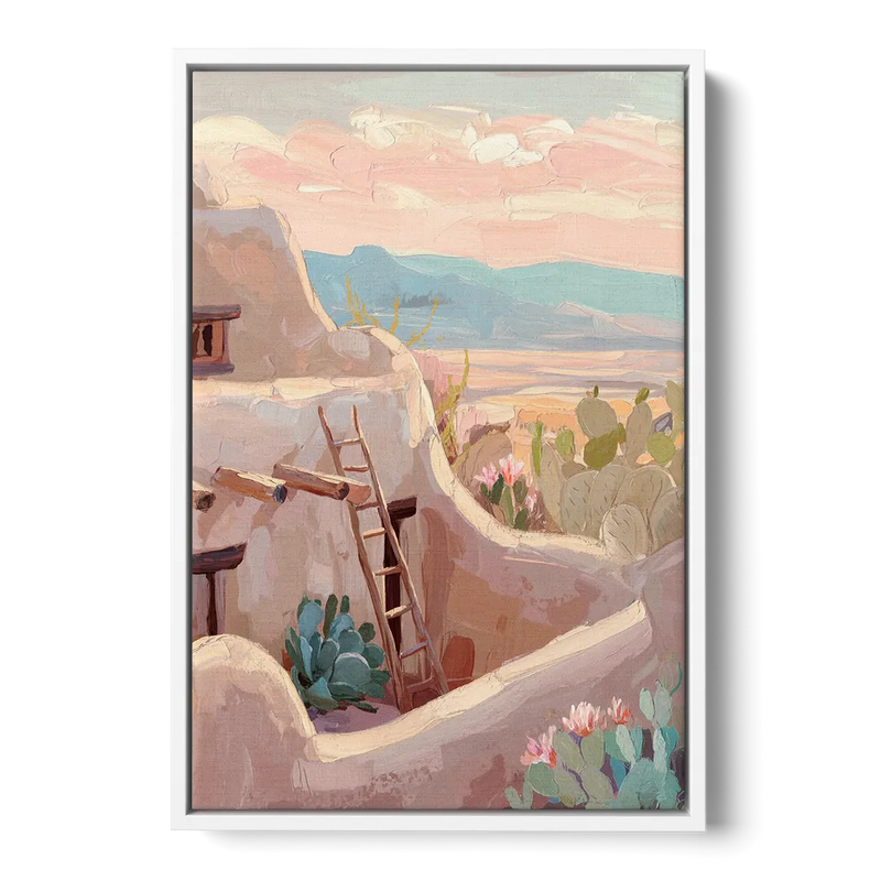 Santa Fe Adobe Architecture Front - White Canvas Wall Art
