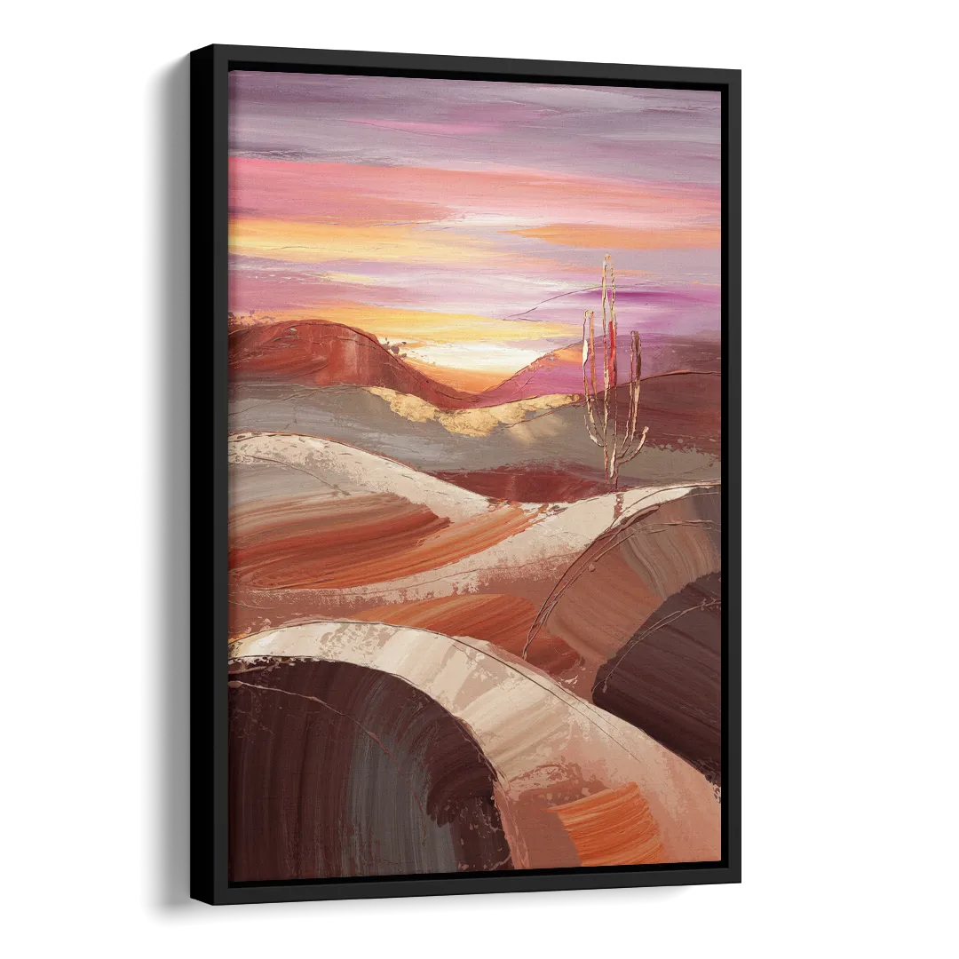 Santa Fe Desert Sunrise Side - Black Canvas Wall Art