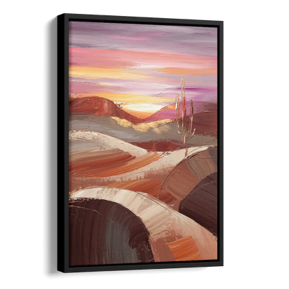 Santa Fe Desert Sunrise Side - Black Canvas Wall Art