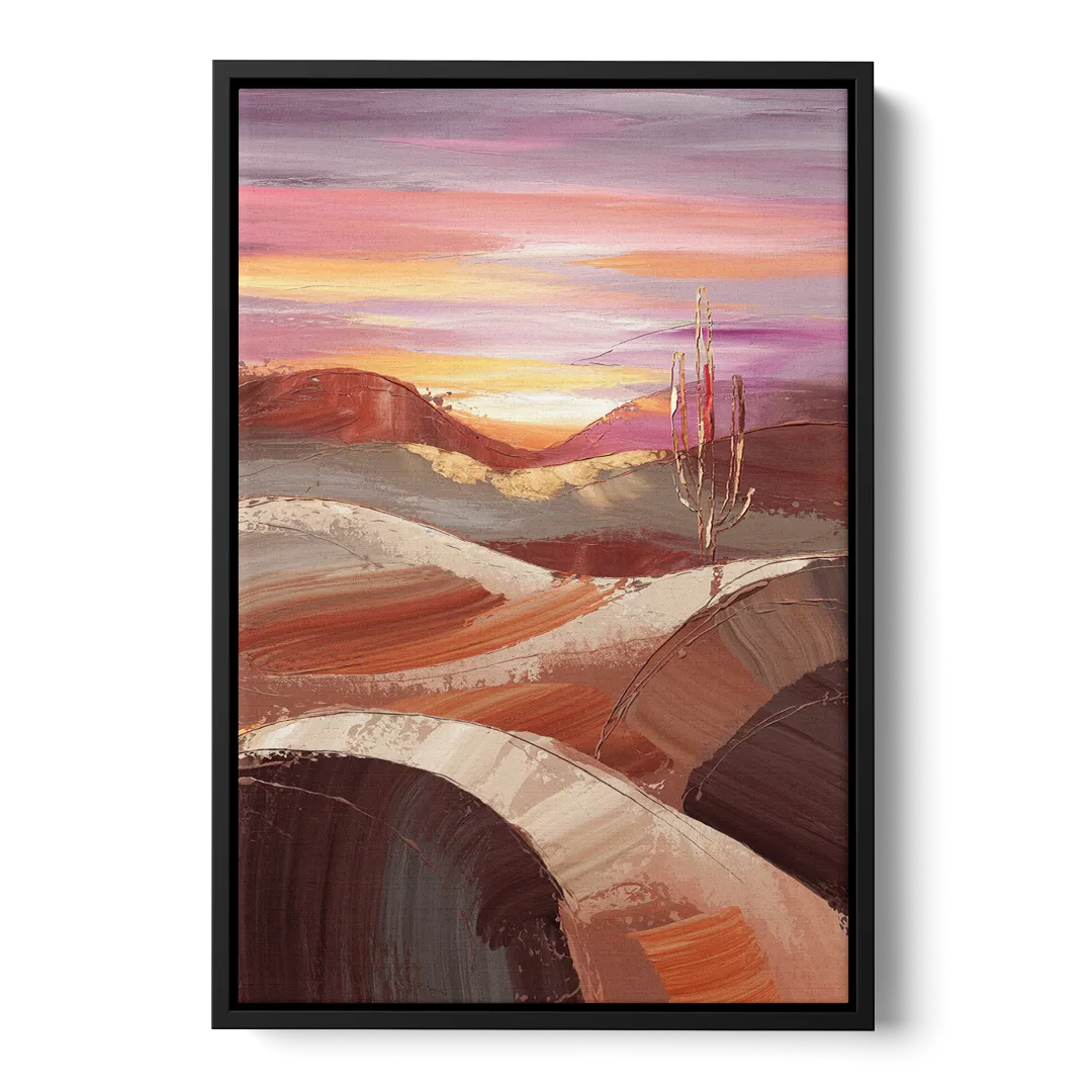 Santa Fe Desert Sunrise Front - Black Canvas Wall Art