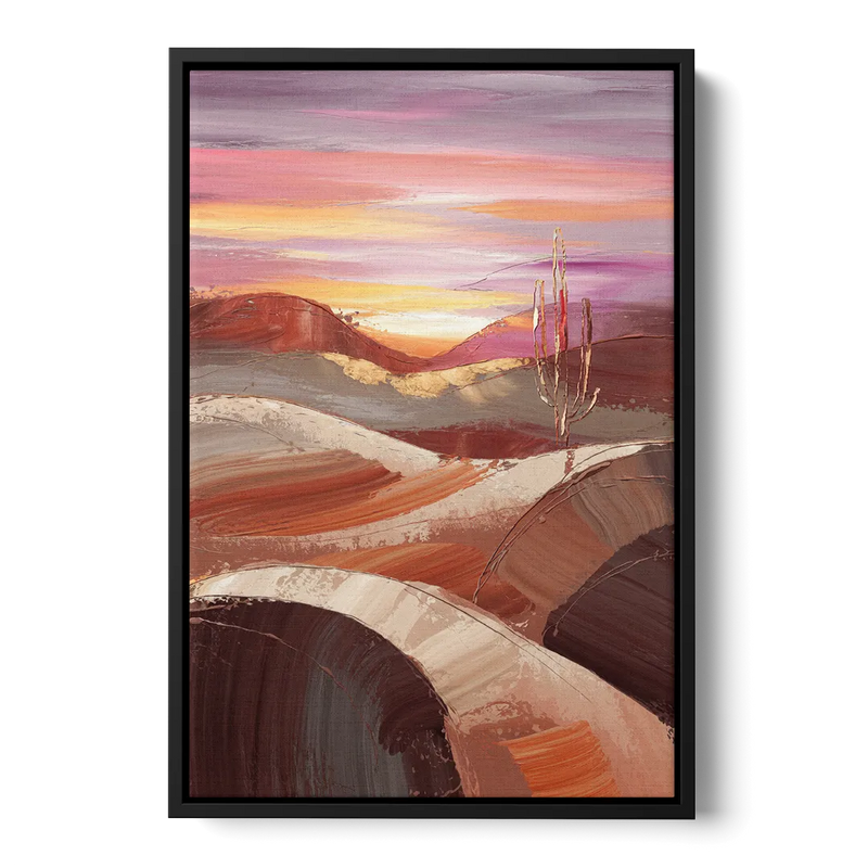 Santa Fe Desert Sunrise Front - Black Canvas Wall Art