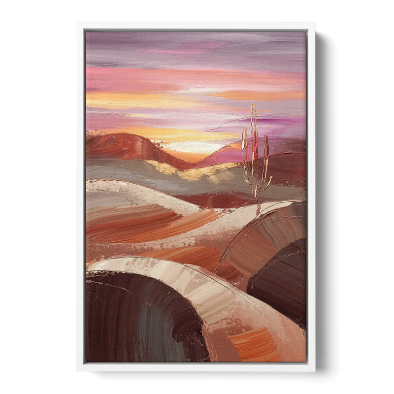 Santa Fe Desert Sunrise Front - White Canvas Wall Art