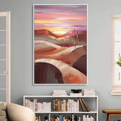 Santa Fe Desert Sunrise Living Room - White Canvas Wall Art