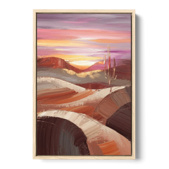 Santa Fe Desert Sunrise - Oak Framed Canvas Wall Art - Front