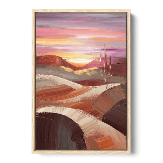 Santa Fe Desert Sunrise - Oak Framed Canvas Wall Art - Front