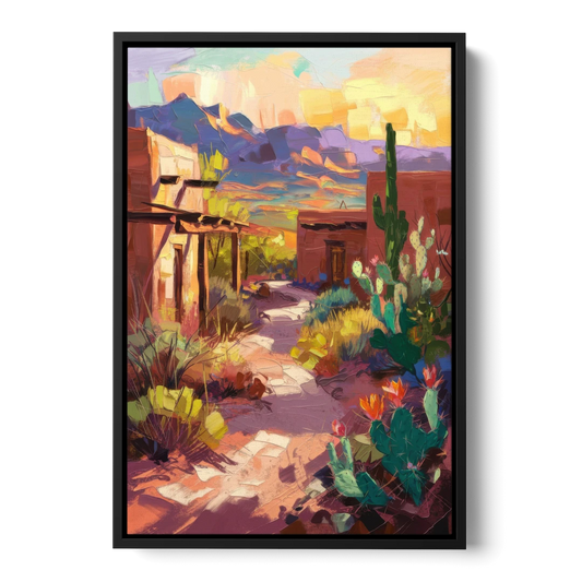 Santa Fe Desert Trail - Black Framed Canvas Wall Art - Front