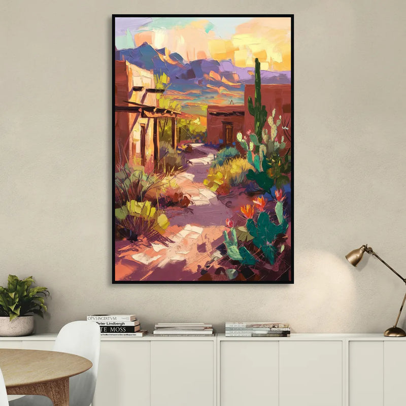 Santa Fe Desert Trail Sitting Room - Black Canvas Wall Art
