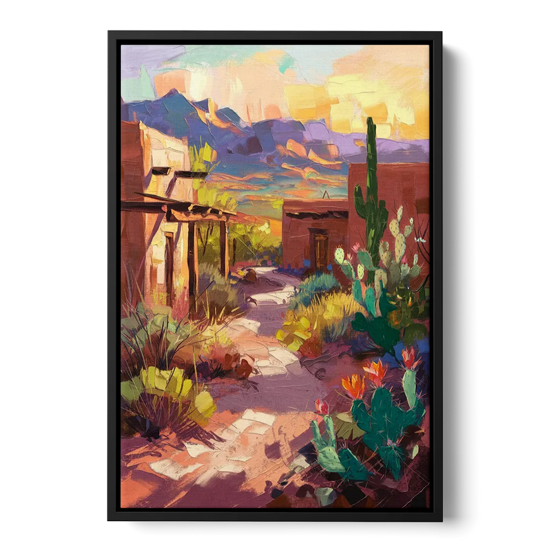 Santa Fe Desert Trail Front - Black Canvas Wall Art