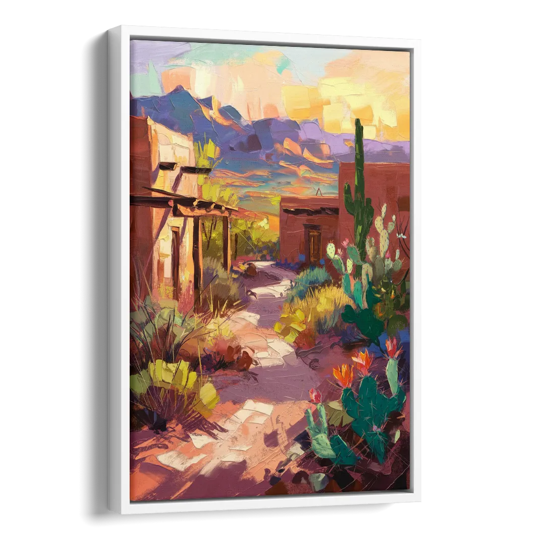 Santa Fe Desert Trail Side - White Canvas Wall Art