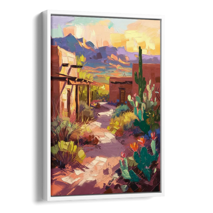 Santa Fe Desert Trail Side - White Canvas Wall Art