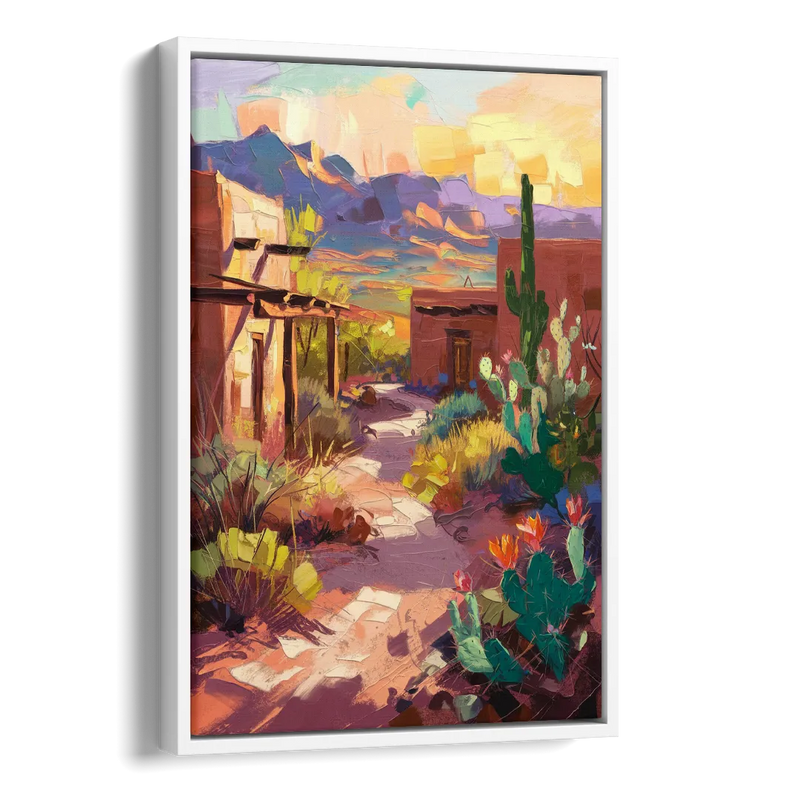 Santa Fe Desert Trail Side - White Canvas Wall Art