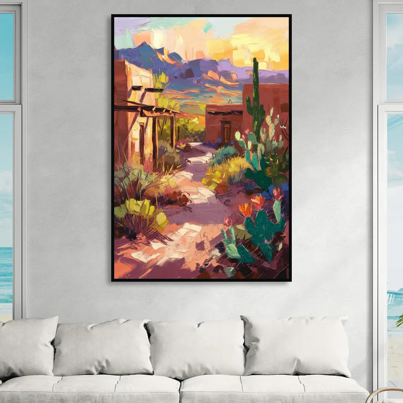 Santa Fe Desert Trail Living Room - Black Canvas Wall Art