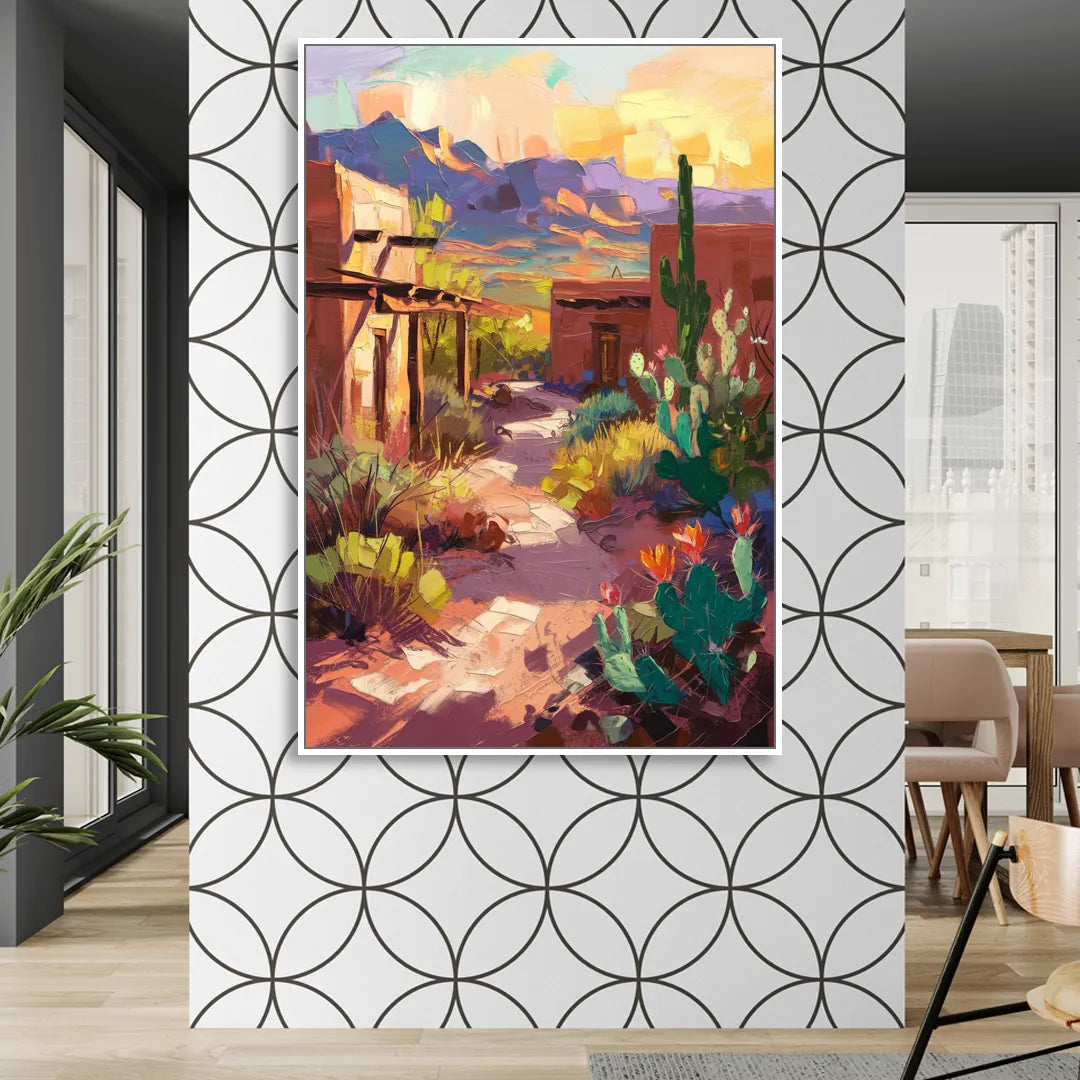Santa Fe Desert Trail Living Room - White Canvas Wall Art