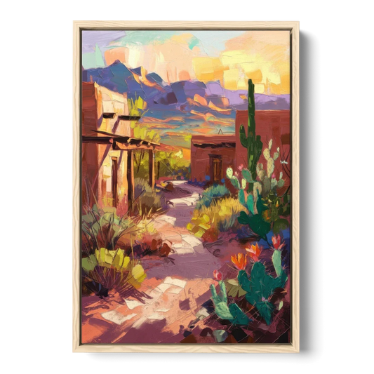 Santa Fe Desert Trail - Oak Framed Canvas Wall Art - Front