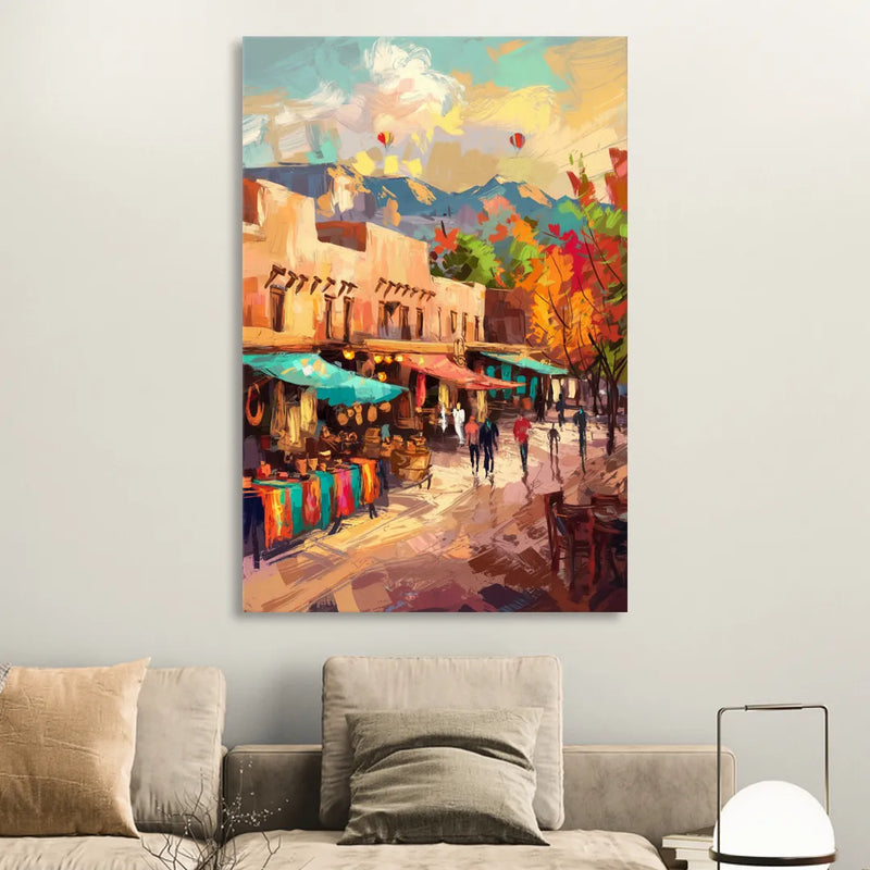 Santa Fe Historic Plaza Living Room - Canvas Wall Art